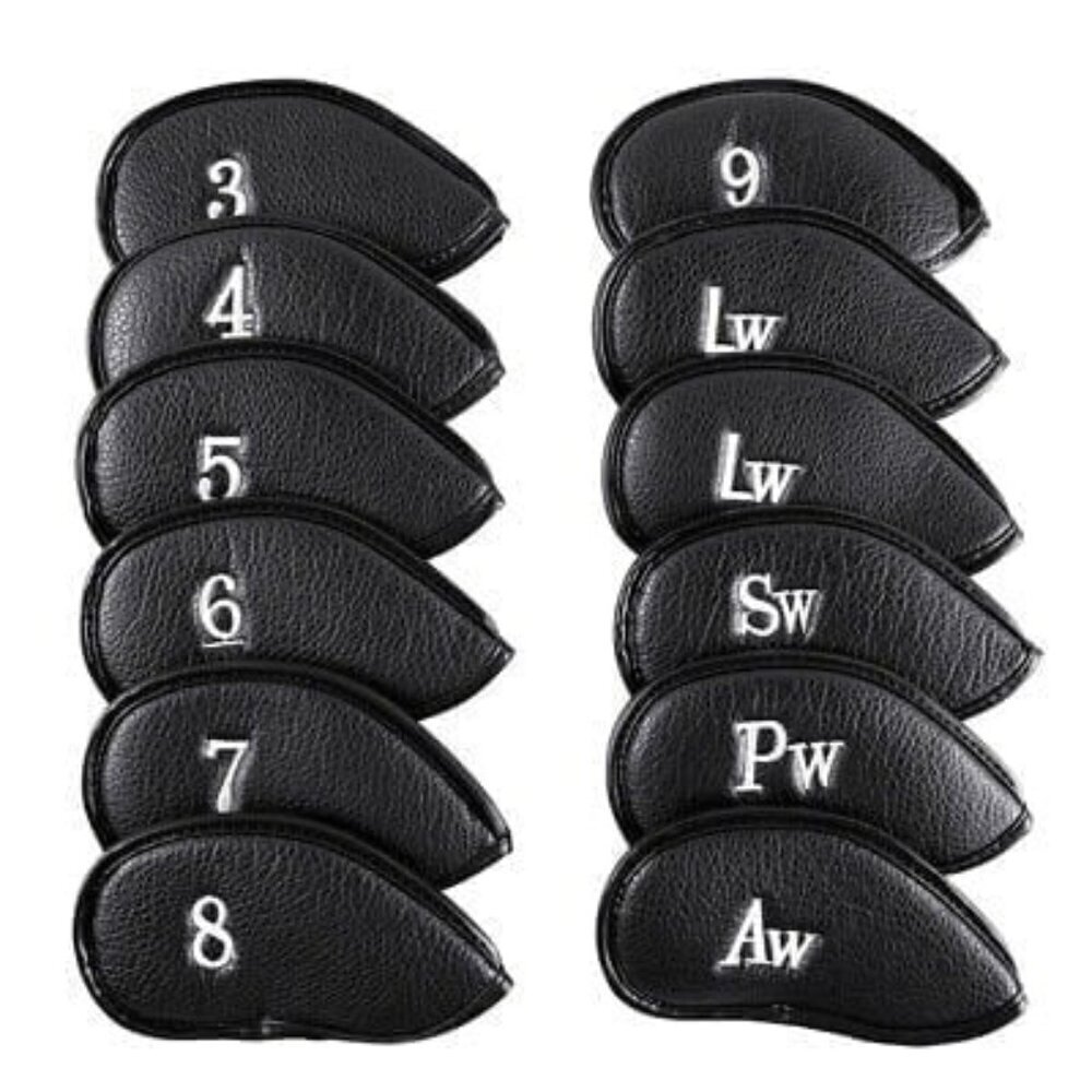 12pcs Leather Golf Iron Head Covers Thick Synthetic Golf Club Headcover Set